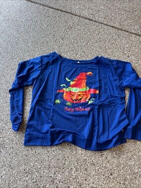Halloween Pumpkin Graphic Top - Blue 5XL
